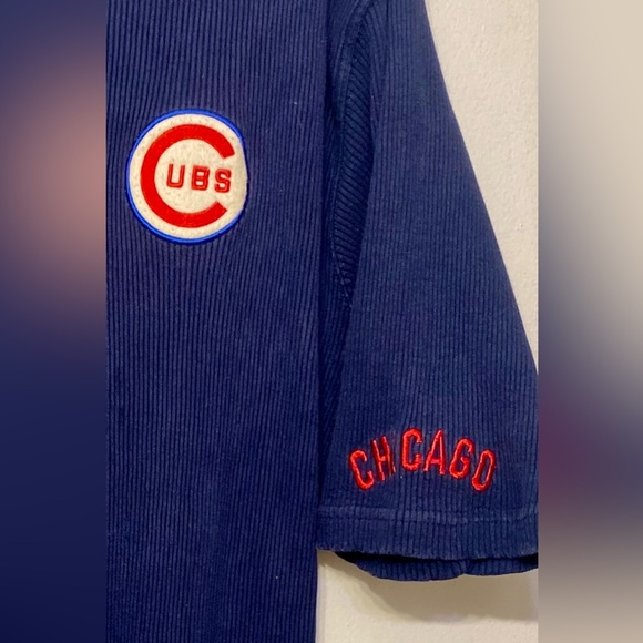 Vintage Mirage Chicago Cubs Henley Ribbed Knit Shirt Jersey Men’s XXL Blue Red - Picture 3 of 8